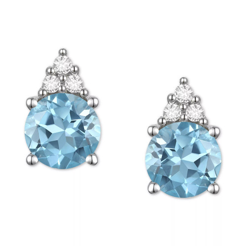 Gemstone & Diamond Accent Stud Earrings