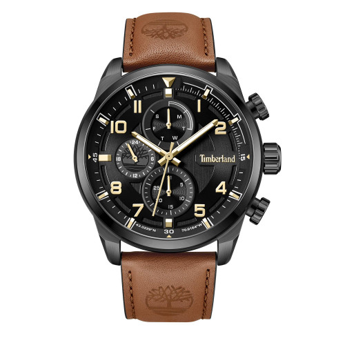 Men's Henniker II Brown Light Genuine Leather Strap Watch, 46mm