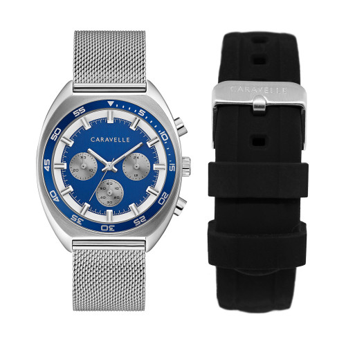 Men's Chronograph Stainless Steel Mesh Bracelet Watch 40mm Box Set