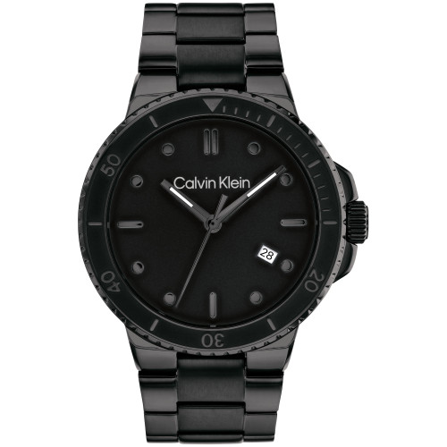Men's Black Stainless Steel Bracelet Watch 44mm