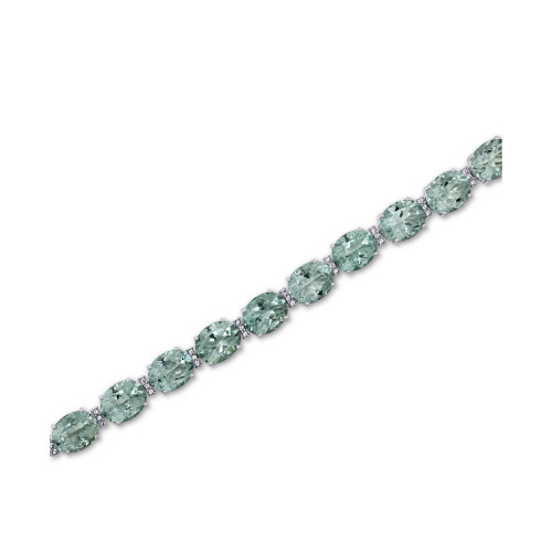 Green Quartz (32 ct. t.w.) & White Topaz (1/2 ct. t.w.) Bracelet in Sterling Silver