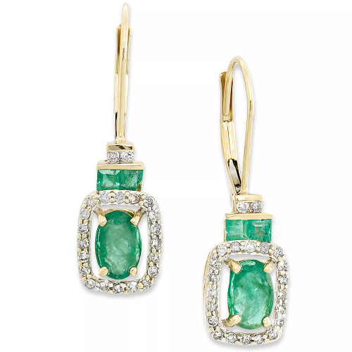 Ruby (1-1/4 ct. t.w.) and Diamond (1/5 ct. t.w.) Rectangle Drop Earrings in 14k White Gold (Also Available in Sapphire and Emerald)