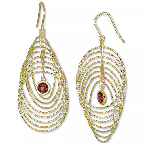 Garnet Bezel Spiral Drop Earrings (2 ct. t.w.) in 14k Gold-Plated Sterling Silver (Also in Amethyst)