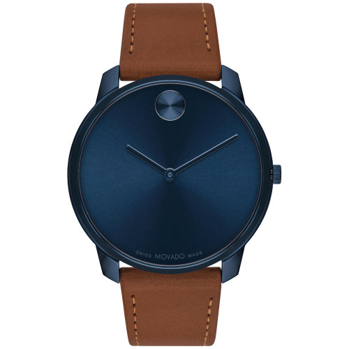 Men's Swiss Bold Brown Nappa Leather Strap Watch 42mm