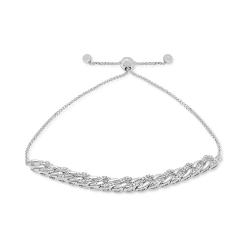 Diamond Interlaced Bolo Bracelet (1/10 ct. t.w.) in Sterling Silver