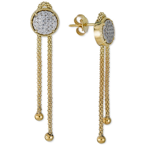Diamond Circle Cluster Chain Drop Earrings (1/4 ct. t.w.) in 14k Gold-Plated Sterling Silver