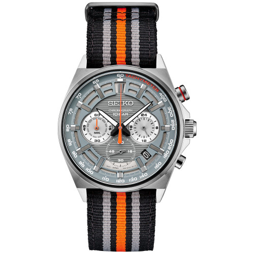 Men's Chronograph Black Striped Nylon Strap Watch 41mm