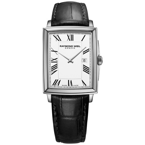 Men's Swiss Toccata Black Leather Strap Watch 29x37mm