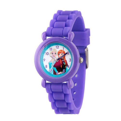 Disney Frozen Elsa and Anna Girls' Purple Plastic Time Teacher Watch