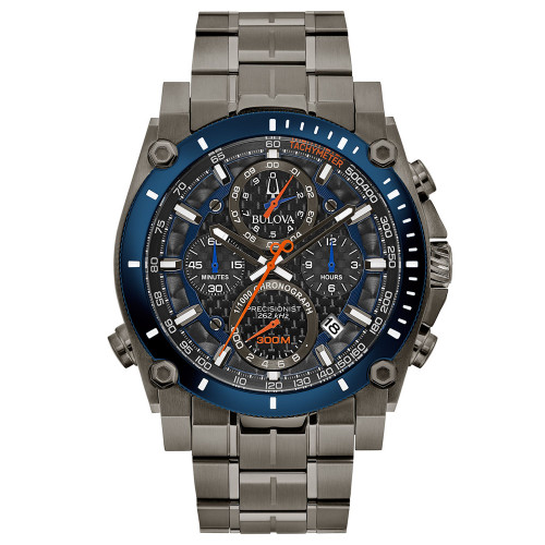 Men's Chronograph Precisionist Gray Stainless Steel Bracelet Watch 46.5mm