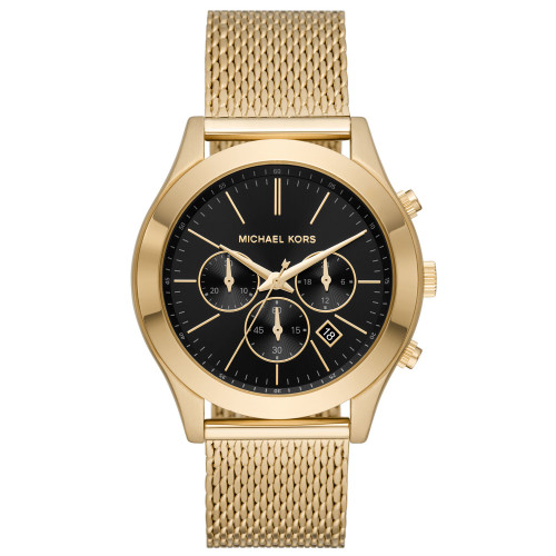 Men's Slim Runway Chronograph Gold-Tone Stainless Steel Mesh Bracelet Watch 44mm