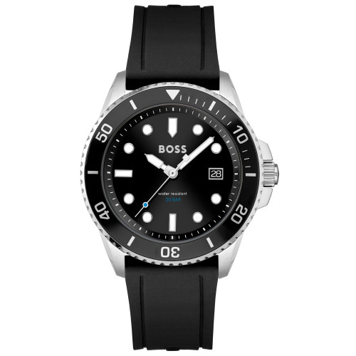 Ace Men's Black Silicone Strap Watch 43mm