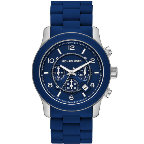 Unisex Runway Chronograph Navy Silicone-Wrapped Stainless Steel Watch 45mm