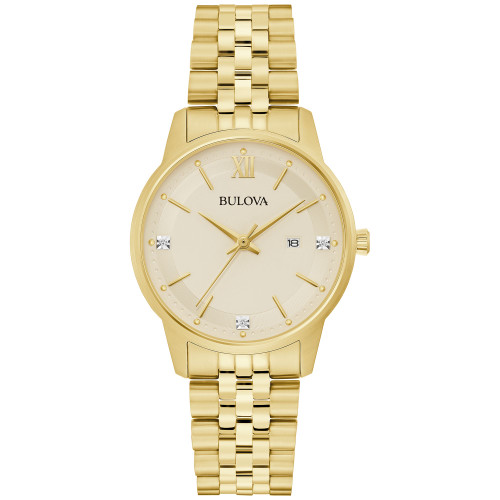 Women's Classic Diamond Accent Gold-Tone Stainless Steel Bracelet Watch 32mm