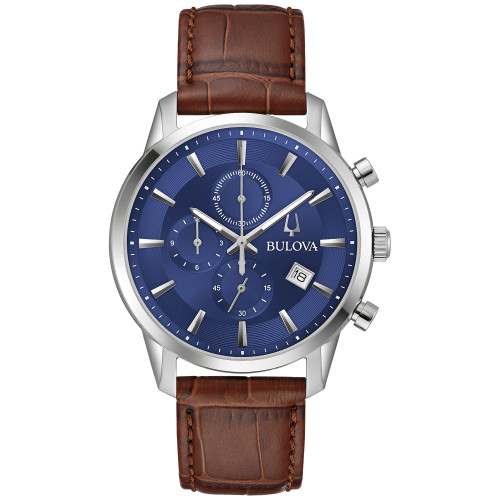 Men's Chronograph Classic Sutton Brown Leather Strap Watch 41mm