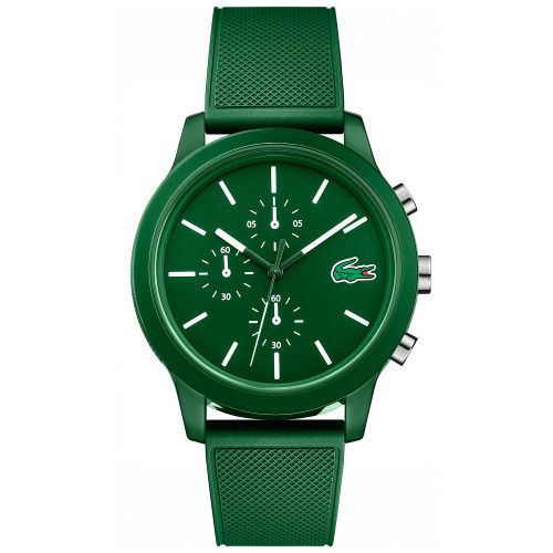 Men's Chronograph L.12.12 Green Silicone Strap Watch 44mm