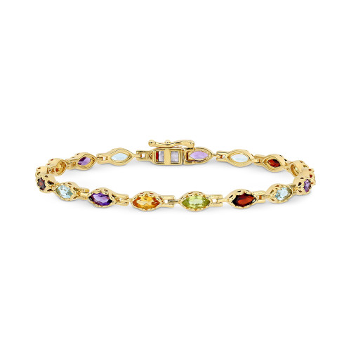 Multi-Gemstone Marquise Bracelet (4-1/2 ct. t.w.) in 18k Gold-Plated Sterling Silver