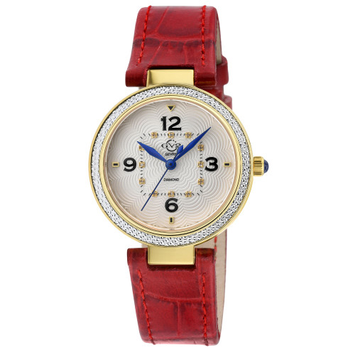 Women's Piemonte Swiss Quartz Diamond Accents Red Italian Leather Strap Watch 36mm
