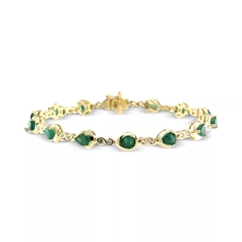 Emerald (7 ct. t.w.) & White Topaz (1-3/8 ct. t.w.) Pear Infinity Link Bracelet in Gold-Plated Sterling Silver (Also in Sapphire, Ruby & Tanzanite)
