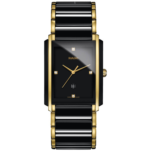 Unisex Swiss Integral Diamond Accent Black Ceramic & Gold-Tone Stainless Steel Bracelet Watch 31x41mm R20204712