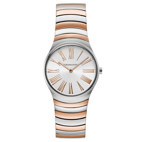 Ladies Round Two Tone Rosegold Stainless Steel Bracelet Watch, 33mm