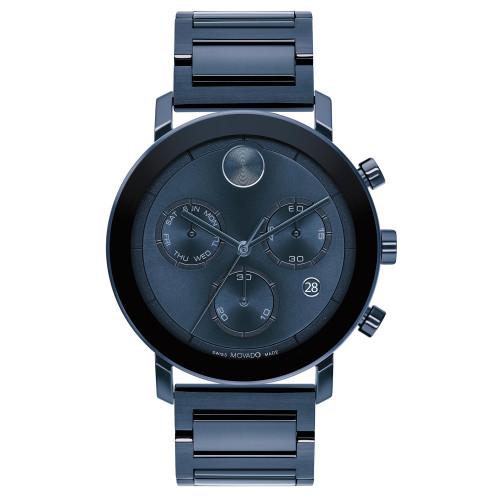 Men's Swiss Chronograph Bold Evolution Blue Ion-Plated Steel Bracelet Watch 42mm