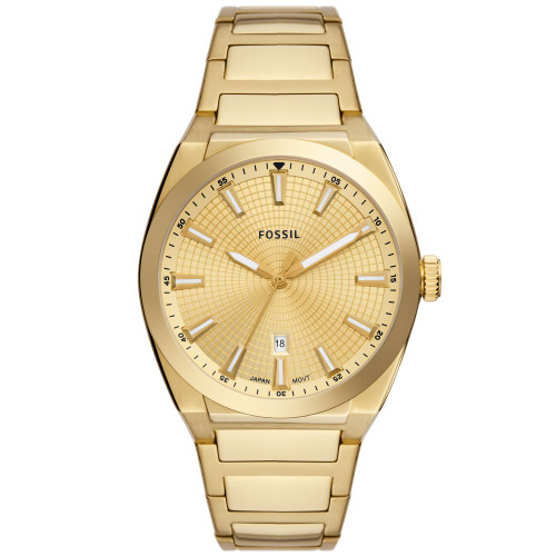 Men's Everett Three-Hand Date Gold-Tone Stainless Steel Bracelet Watch, 42mm