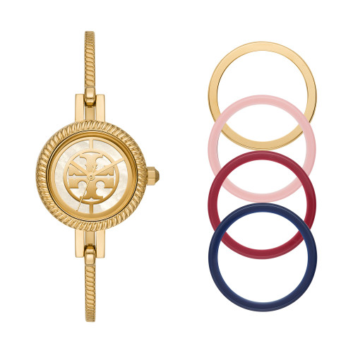 Women's Reva Gold-Tone Stainless Steel Bangle Bracelet Watch 27mm Gift Set