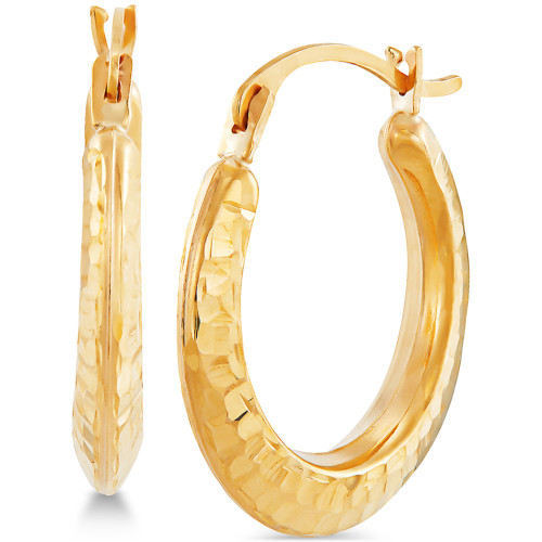 Hammered Hoop Earrings in 14k Gold