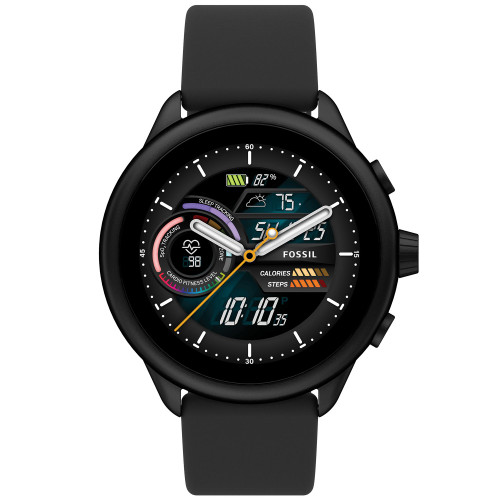 Unisex Gen 6 Wellness Edition Black Stainless Steel with Black Silicone Band Smart Watch, 44mm