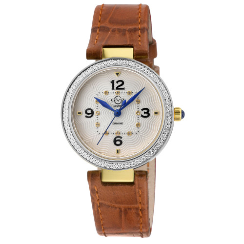 Women's Piemonte Swiss Quartz Diamond Accents Light Brown Italian Leather Strap Watch 36mm