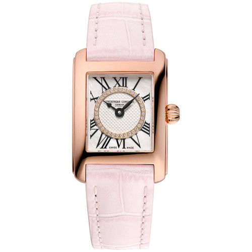 Women's Swiss Classic Carree Diamond (1/20 ct. t.w.) Blush Leather Strap Watch 23mm