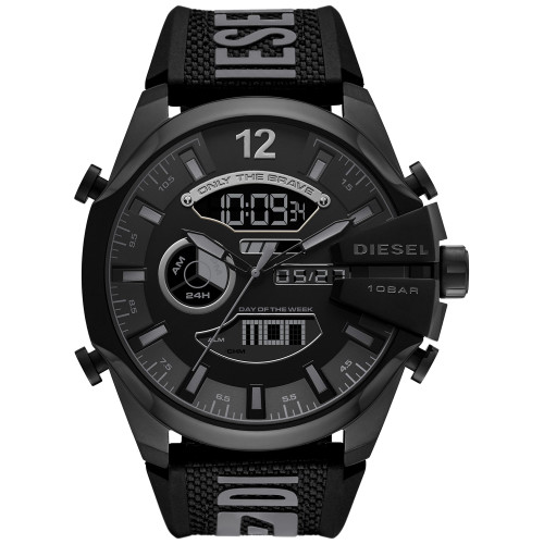 Men's Analog Digital Mega Chief Black Silicone Strap Watch 51mm