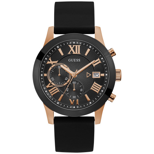 Men's Black Silicone Strap Watch 45mm