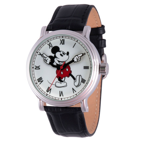 Men's Disney Mickey Mouse Black Strap Watch 44mm