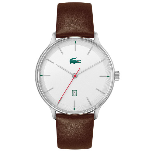 Men's Lacoste Club Brown Leather Strap Watch 42mm