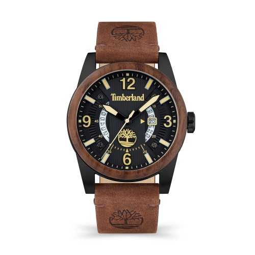 Men's Ferndale 3 Hands Date Brown Dark Leather Strap Watch 45mm