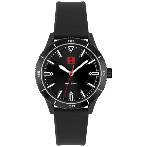 Unisex Catch Quartz Black Silicone Strap Watch 41mm