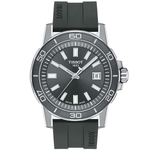 Men's Swiss Supersport Gray Rubber Strap Watch 44mm