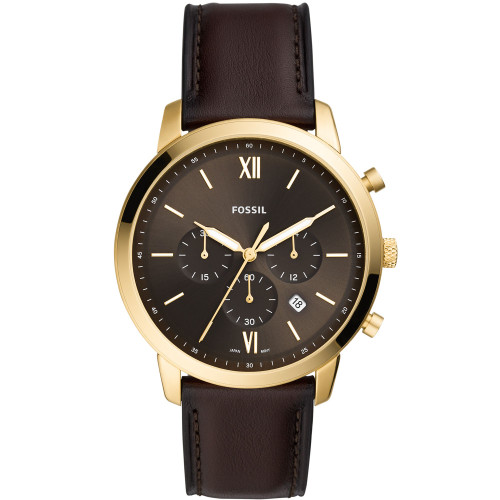 Men's Neutra Brown Leather Strap Watch 44mm