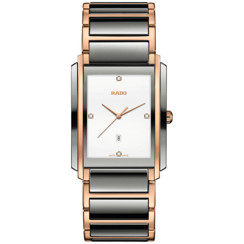 Unisex Swiss Automatic Integral Diamond Accent Two-Tone High Tech Ceramic & Stainless Steel Bracelet Watch 38mm