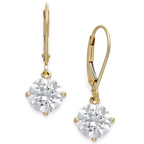 Cubic Cubic Zirconia Leverback Earrings in 14k Gold (4-1/2 ct. t.w.)