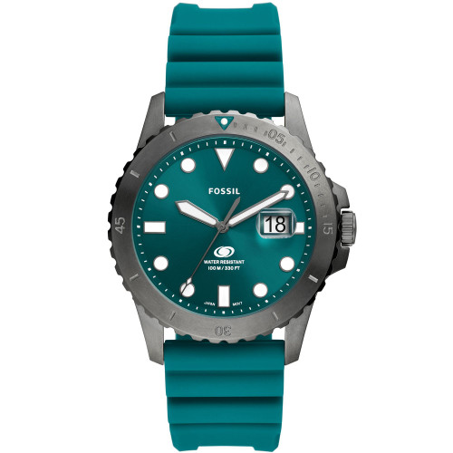 Men's Three-Hand Date Green Silicone Strap Watch 42mm