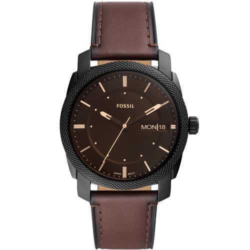 Men's Machine Brown Leather Strap Watch 42mm