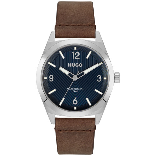 Make Men's Brown Leather Strap Watch 42mm