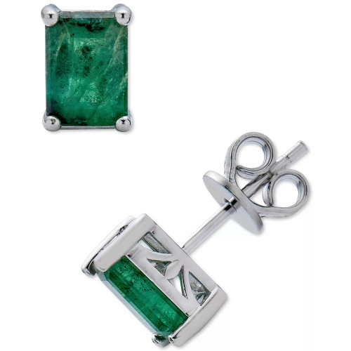 Emerald Stud Earrings (2 ct. t.w.) in Sterling Silver (Also in Sapphire)