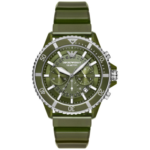 Men's Chronograph Olive Polyurethane Strap Watch 44mm