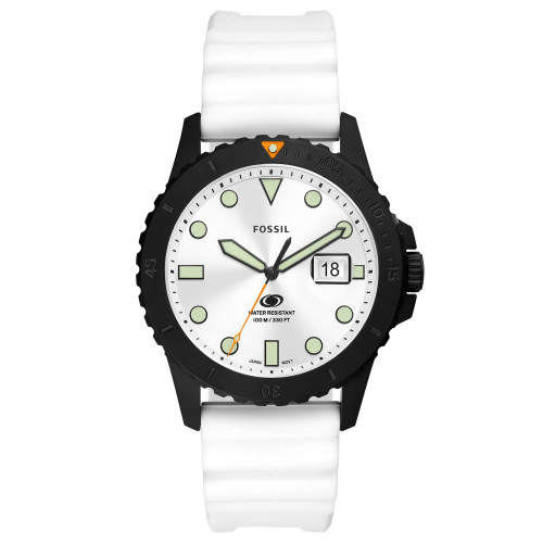 Men's Three-Hand Date White Silicone Strap Watch 42mm