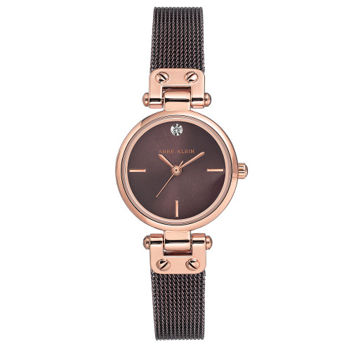 Women's Diamond-Accent Brown Stainless Steel Mesh Bracelet Watch 26mm