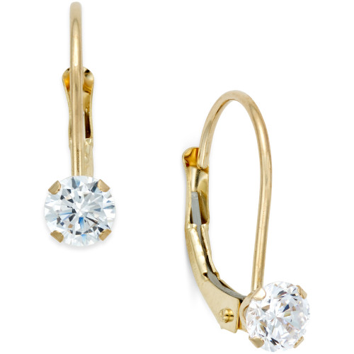 Cubic Zirconia Leverback Drop Earrings (1/2 ct. t.w.) in 10k Gold